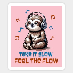 Sloth Listening Music Magnet